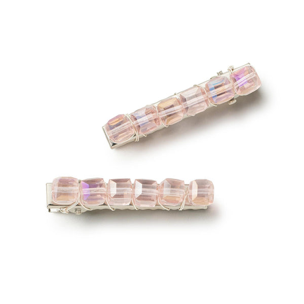 Gemma gemstone clip set Pink