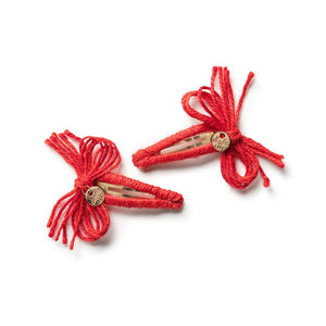 Goldie woolen clip set Red