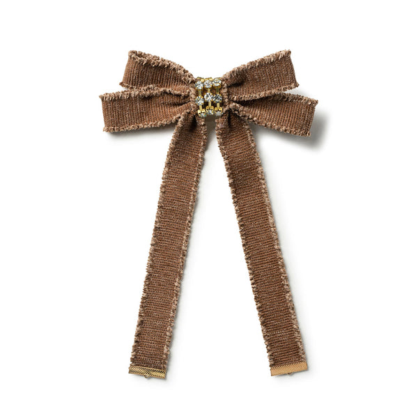 Kate Corduroy rhinestone clip Mocha - Halo Luxe