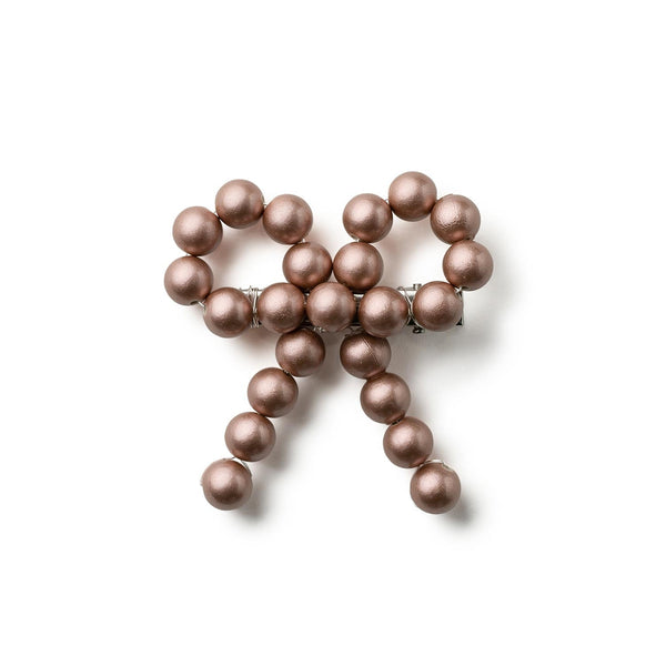 Lea pearl beaded bow clip Rose Gold