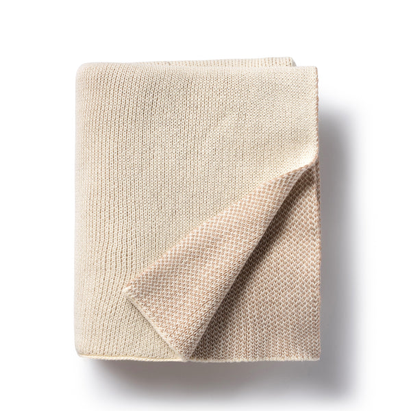 Taupe colored baby blanket is folded - Halo Luxe