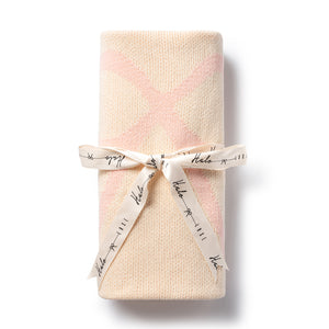 Bow knit baby blanket in pink - Halo Luxe
