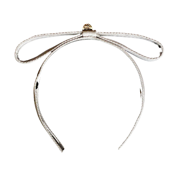 Maddy Twill Bow Headband White - Halo Luxe