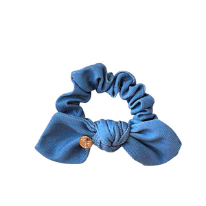 Pouf Denim Scrunchie Light Blue Denim Dark Blue Denim - Halo Luxe