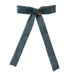 Powder blue color lace bow with chenille lace to the bottom - Halo Luxe