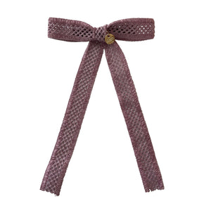 Della Chenille Lace Bow Long Tail Clip Lavender - Halo Luxe