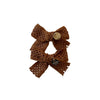 Halo Luxe Della Chenille Lace Double Bow Clip - Caramel Brown