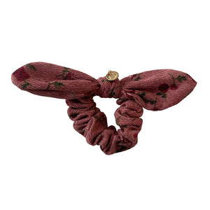 Elsie Printed Corduroy Scrunchie Rose Floral - Halo Luxe