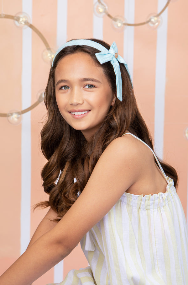 Forever eylet side bow headband powder blue - Halo Luxe