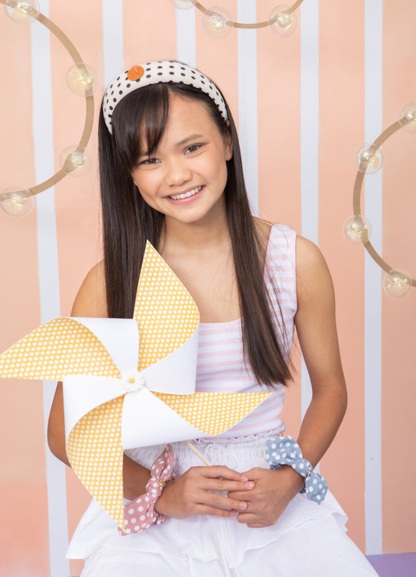 Polka dot padded headband cream/black - Halo Luxe