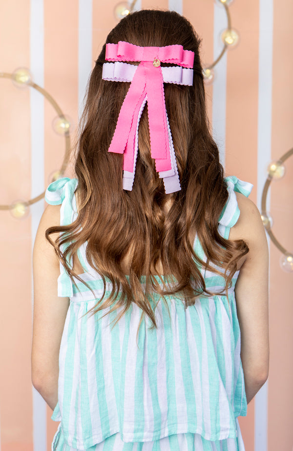 Ava scalloped long tailed clip lavender - Halo Luxe