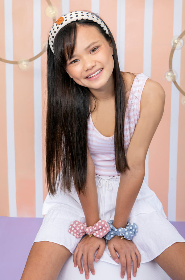 Polka dot padded headband cream/black - Halo Luxe