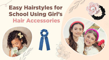Promotional banner for easy hairstyles using girl's hair accessories with images of children wearing haloluxe hair accessories.