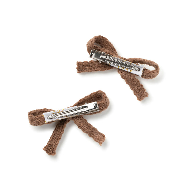 Halo Luxe Avery Ribbed Knit Double Clip Set - Chocolate