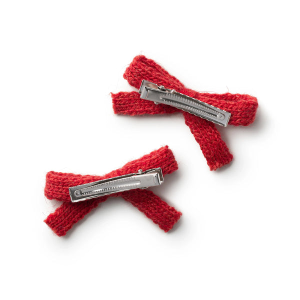 Halo Luxe Avery Ribbed Knit Double Clip Set - Red