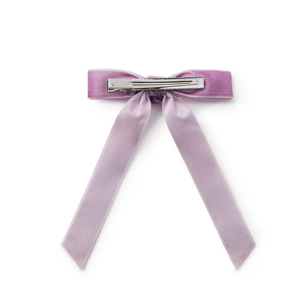 Halo Luxe Rosette Velvet Long Tail Clip - Lavender