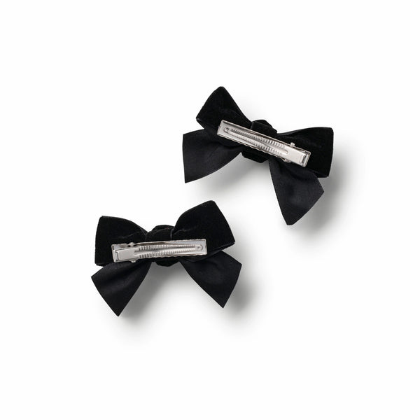 Halo Luxe Rosette Velvet Double Clip Set - Black