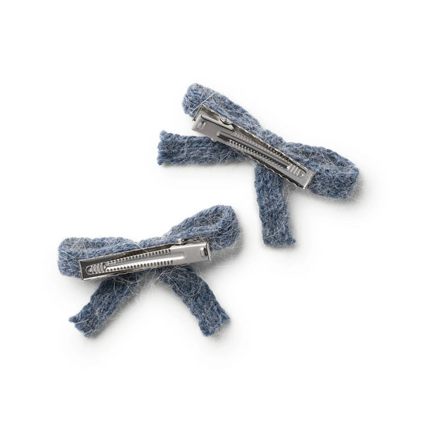 Halo Luxe Avery Ribbed Knit Double Clip Set - Chambray