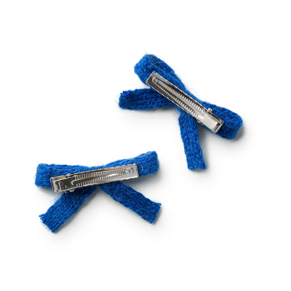 Halo Luxe Avery Ribbed Knit Double Clip Set - Cobalt