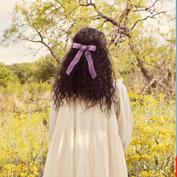 Halo Luxe Rosette Velvet Long Tail Clip - Lavender