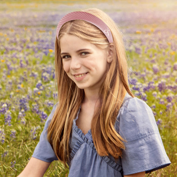 Halo Luxe Mia Corduroy Signature Bow Logo Headband - Mauve