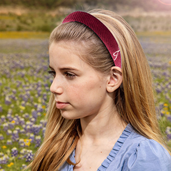 Halo Luxe Mia Corduroy Signature Bow Logo Headband - Ruby