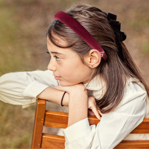 Halo Luxe Mia Corduroy Signature Bow Logo Headband - Ruby
