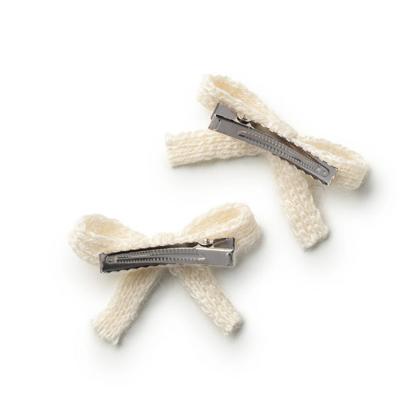 Halo Luxe Avery Ribbed Knit Double Clip Set - Ivory