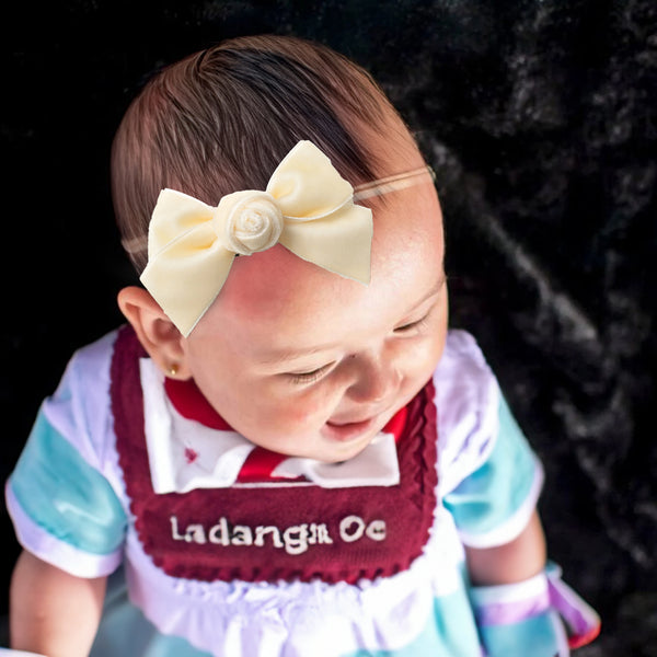 Halo Luxe Rosette Velvet Baby Band - Cream