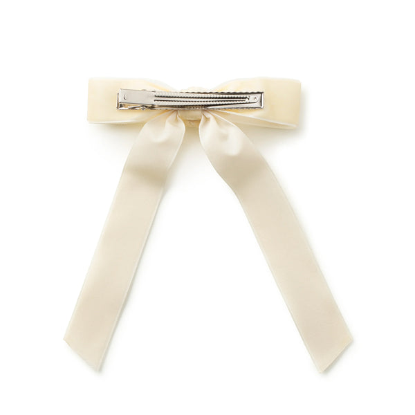 Halo Luxe Rosette Velvet Long Tail Clip - Cream