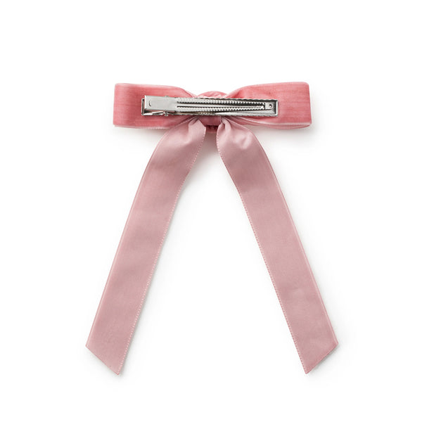 Halo Luxe Rosette Velvet Long Tail Clip - Mauve