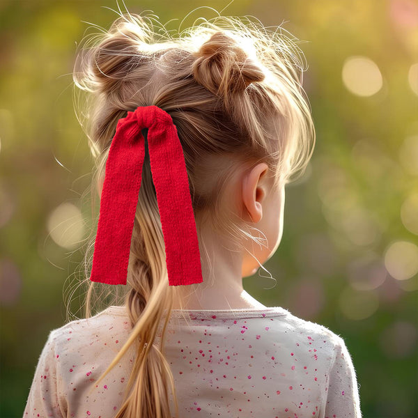 Halo Luxe Avery Ribbed Knit Long Tail Scrunchie - Red