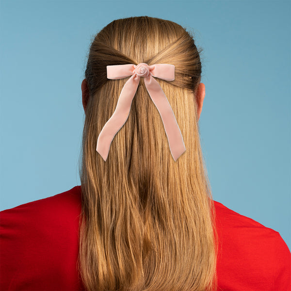 Halo Luxe Rosette Velvet Long Tail Clip - Ballet Slipper