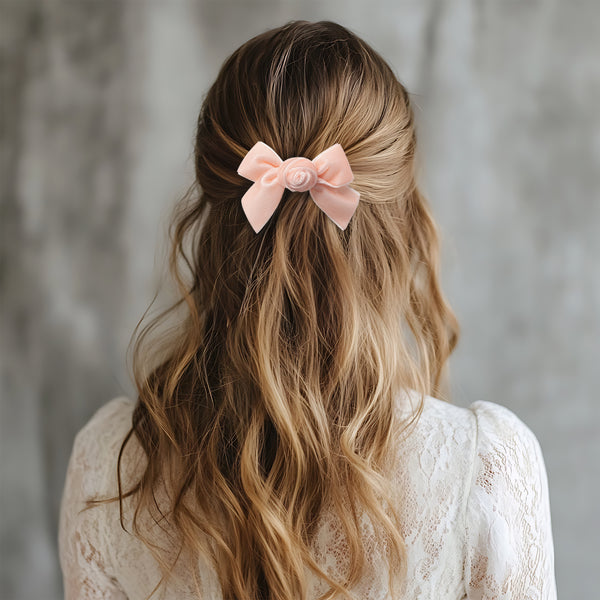 Halo Luxe Rosette Velvet Double Clip Set - Ballet Slipper