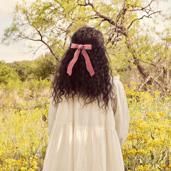 Halo Luxe Rosette Velvet Long Tail Clip - Mauve