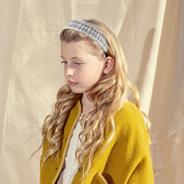 Halo Luxe Estella Tweed Pearl Trimmed Headband - Ivory/Black