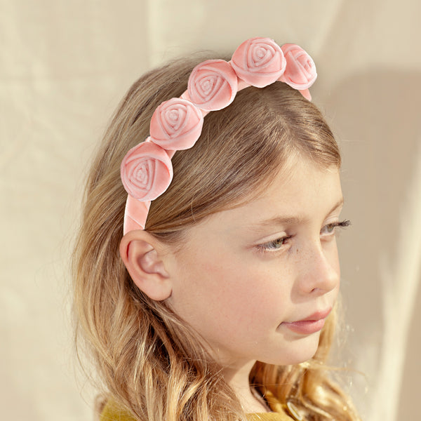 Halo Luxe Rosette Velvet Headband - Ballet Slipper