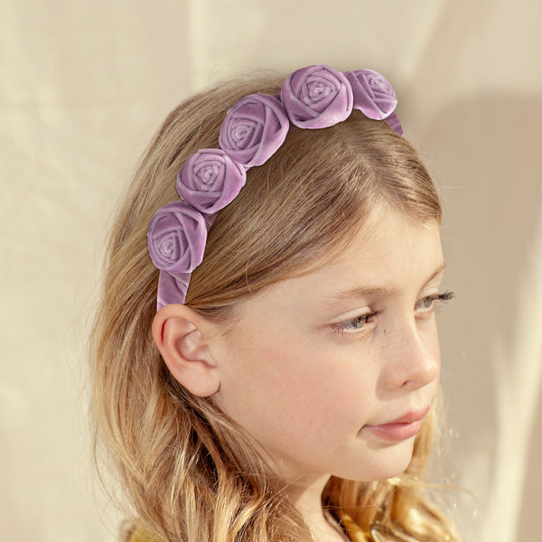 Halo Luxe Rosette Velvet Headband - Lavender