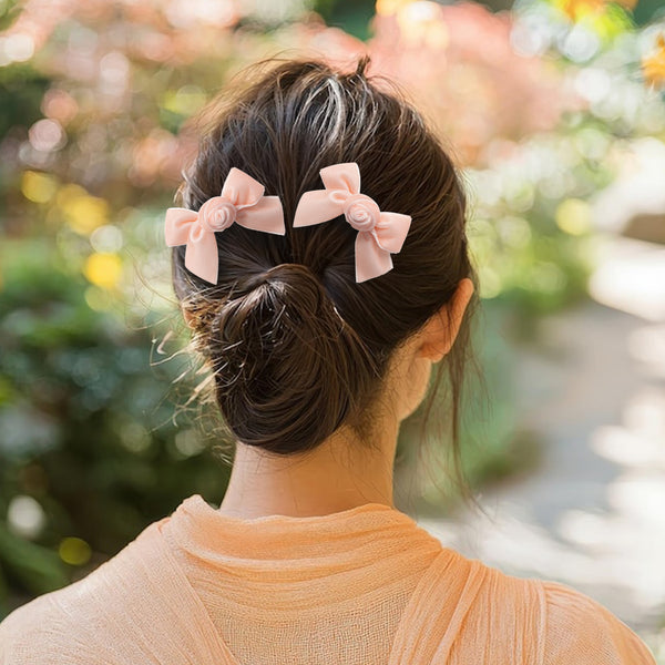 Halo Luxe Rosette Velvet Double Clip Set - Ballet Slipper