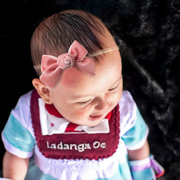 Halo Luxe Rosette Velvet Baby Band - Mauve
