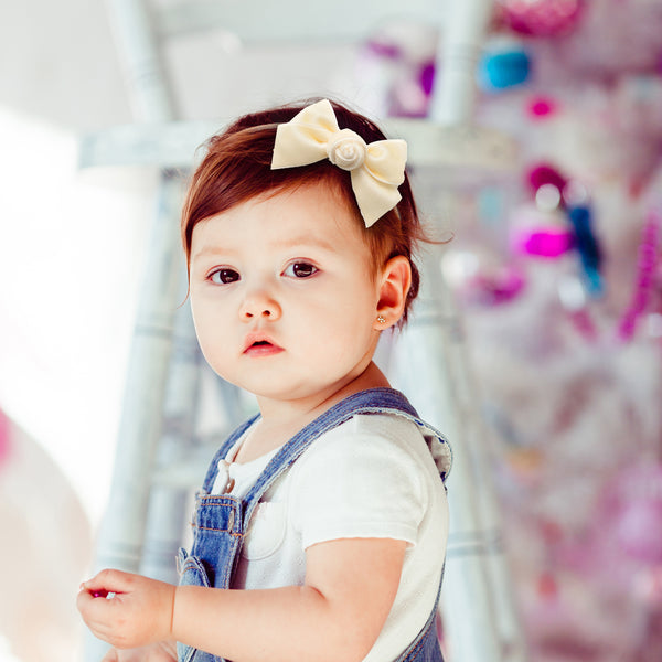 Halo Luxe Rosette Velvet Baby Band - Cream