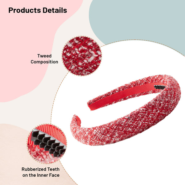 Halo Luxe Clara Tweed Padded Headband - Red