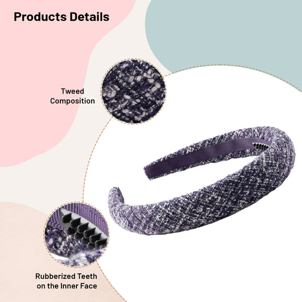 Halo Luxe Clara Tweed Padded Headband - Eggplant