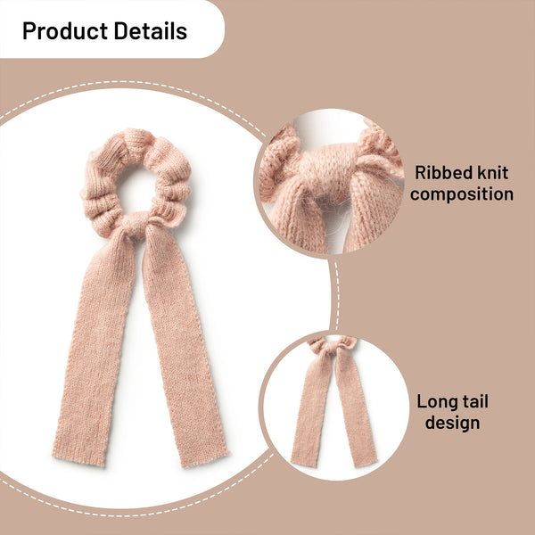 Halo Luxe Avery Ribbed Knit Long Tail Scrunchie - Ballet Slipper