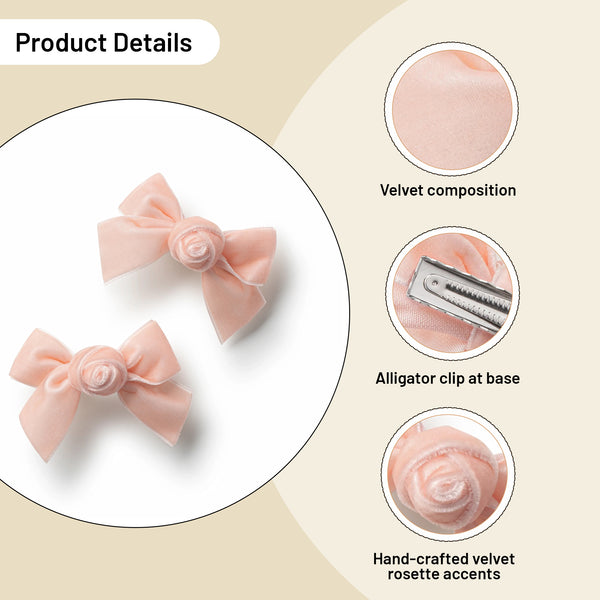 Halo Luxe Rosette Velvet Double Clip Set - Ballet Slipper