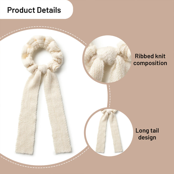 Halo Luxe Avery Ribbed Knit Long Tail Scrunchie - Ivory