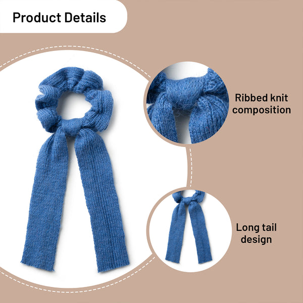 Halo Luxe Avery Ribbed Knit Long Tail Scrunchie - Cobalt
