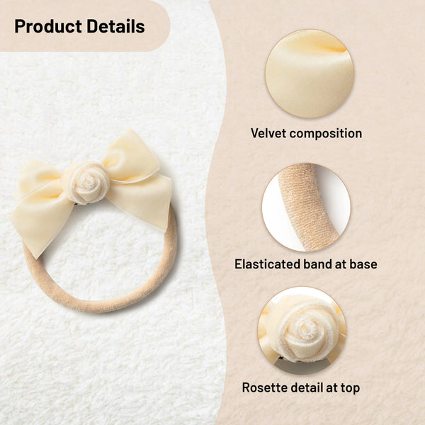 Halo Luxe Rosette Velvet Baby Band - Cream