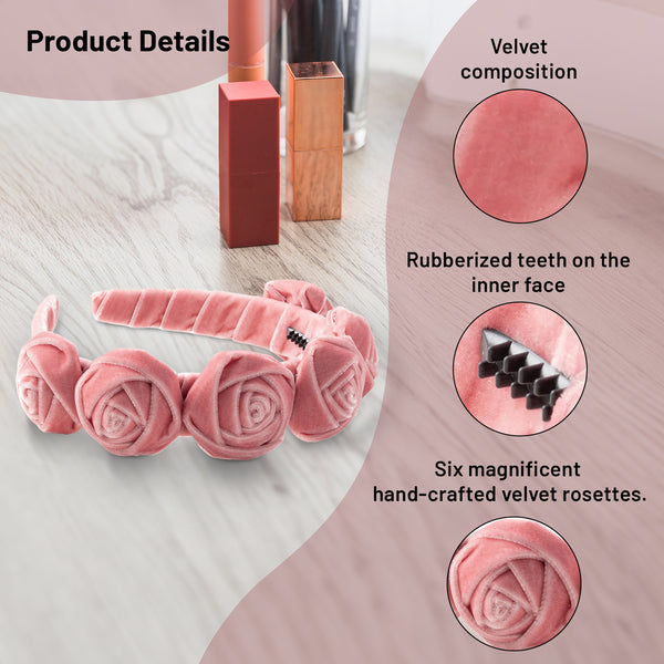 Halo Luxe Rosette Velvet Headband - Mauve