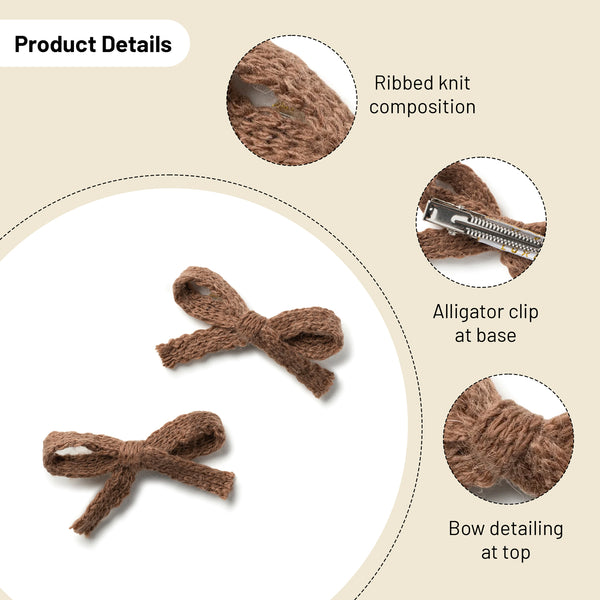 Halo Luxe Avery Ribbed Knit Double Clip Set - Chocolate